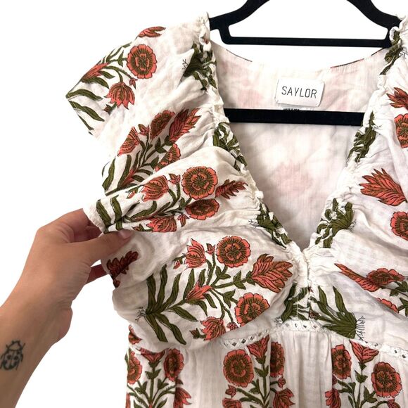 SAYLOR Sallyann Poppy Floral Midi Dress White Medium - Picture 5 of 6